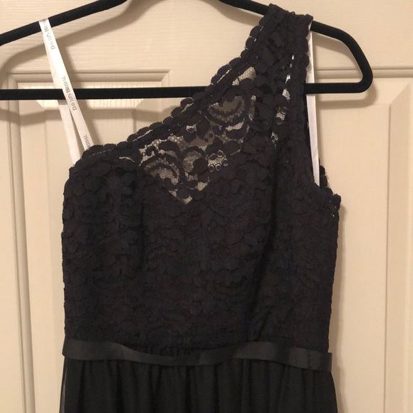 Black one shoulder bridesmaid dress - Picture 2 of 4